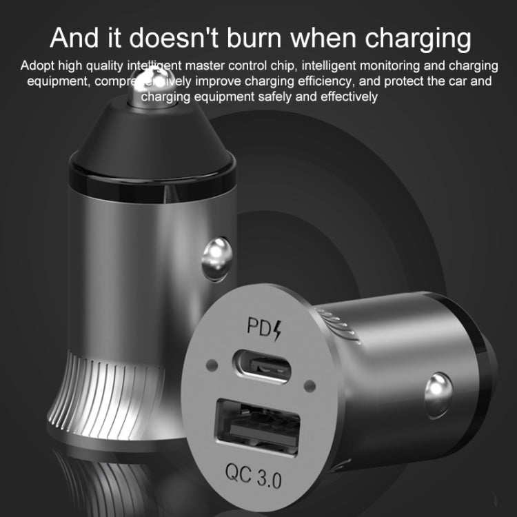 PD USB-C / Type-C + QC3.0 USB Fast Charging Car Charger with Dual LED Indicator by buy2fix