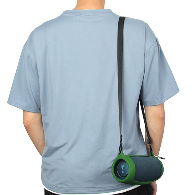 Speaker Portable Silicone Protective Cover with Shoulder Strap & Carabiner For JBL Charge 5(Blue) by buy2fix