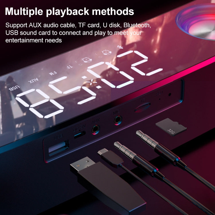 SOAIY SH39 Upgraded Edition Mechanical Button + Mirror Display + Clock Alarm + Big Speaker Desktop Home Gaming Bluetooth Speaker(White) by buy2fix