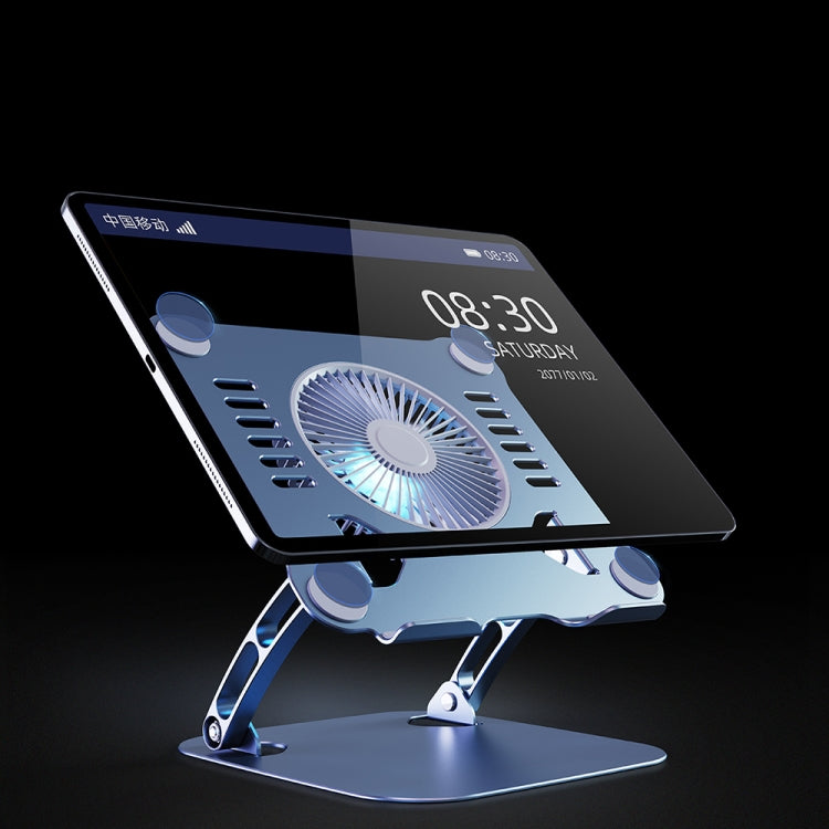 R-JUST HZ22 Dual-purpose Desktop Fan Aluminum Alloy Laptop Bracket with Light(Silver) by R-JUST