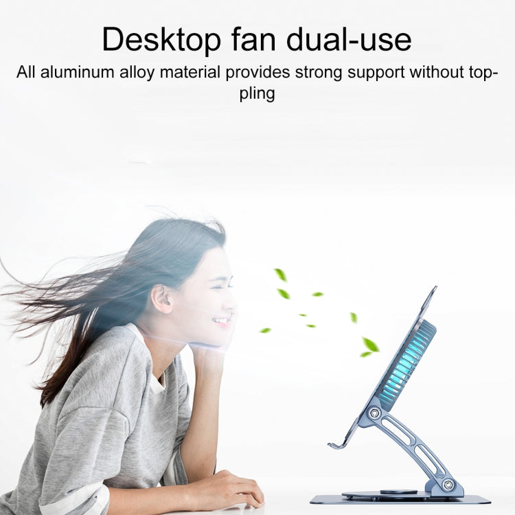 R- JUST HZ22-1 Rotating Dual-purpose Desktop Fan Aluminum Alloy Laptop Stand (Grey) by R-JUST