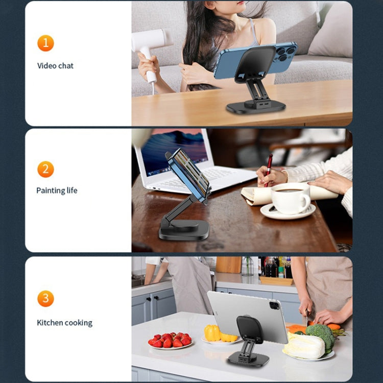 FD5 B028 Foldable Rotating Desktop Phone Tablet Holder (Black) by buy2fix