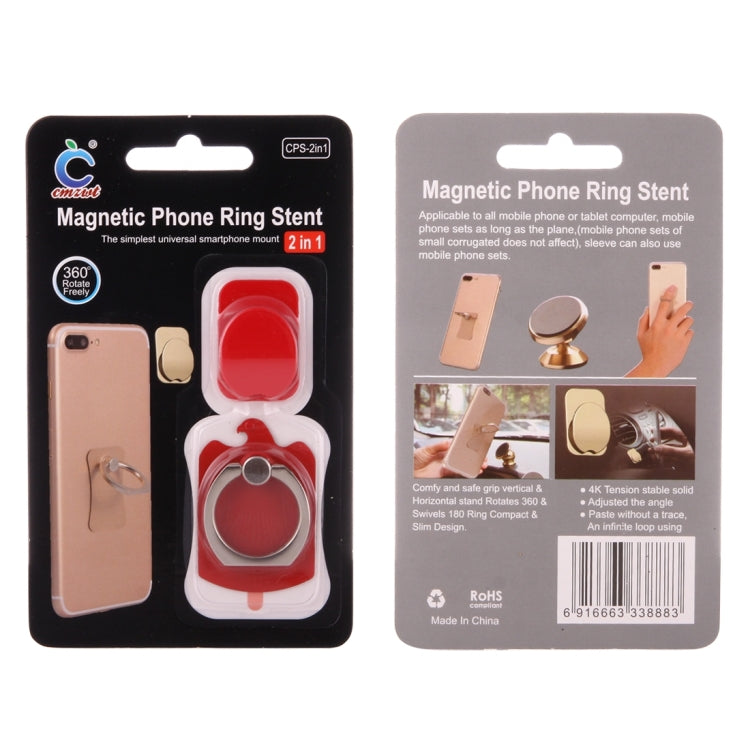 Cmzact CPS-2in1 2 in 1 Eagle Shape 360 Degrees Rotation Magnetic Phone Ring Stent Car Hook Mount(Red) by buy2fix