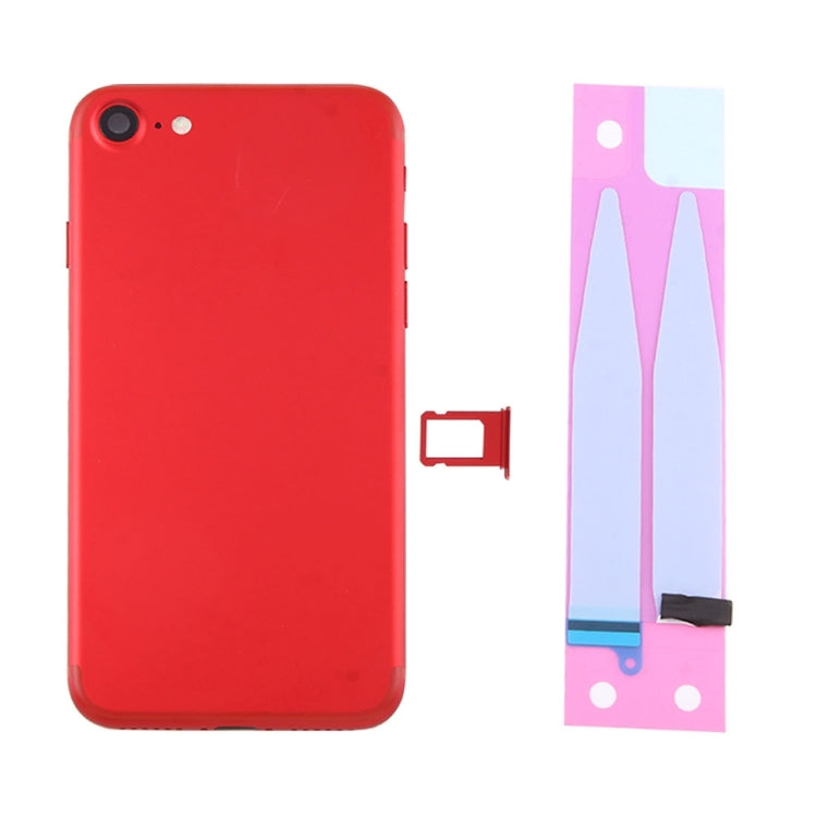 Battery Back Cover Assembly with Card Tray for iPhone 7 (Red) by buy2fix