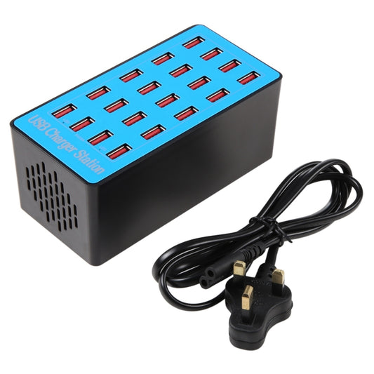 WLX-A5+ 100W 20 USB Ports Charger Station Automatically Assigned Smart Charger with Power LED Indicator, UK Plug by buy2fix