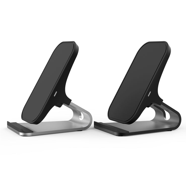 HAMTOD M5 15W Intelligent Dual Coil Design Qi Standard Holder Wireless Charger with Indicator Light, Support Fast Charging(Silver) by HAMTOD