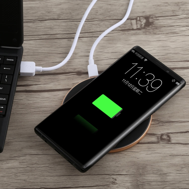 A-1 Round Shape Intelligent Qi Standard Wireless Charger, Support Fast Charging(Black+Gold) by buy2fix