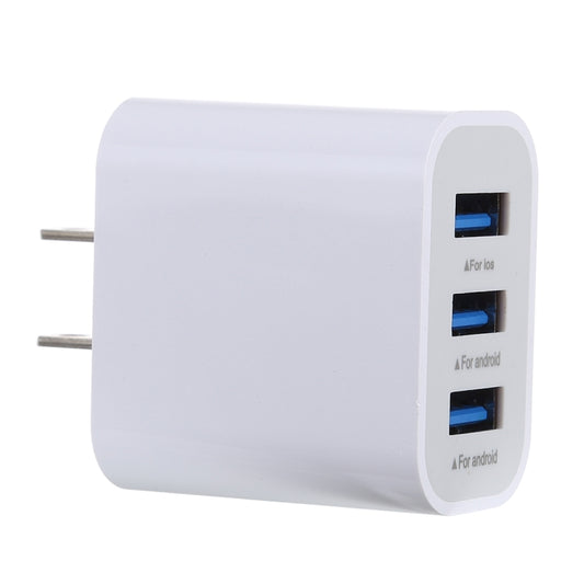 3.1A 3 USB Ports Quick Charger Travel Charger, US Plug(White) by buy2fix