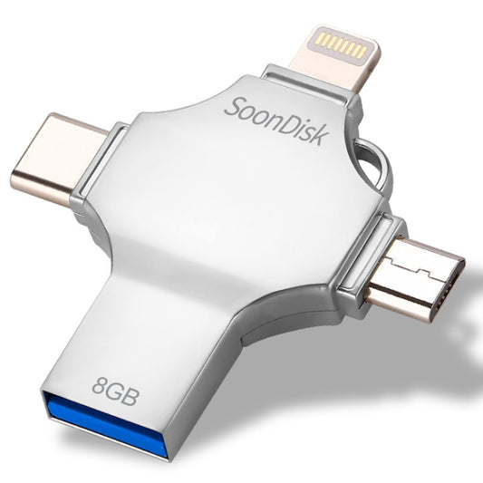 4 in 1 8GB USB 3.0 + 8 Pin + Mirco USB + USB-C / Type-C Dual-use Flash Drive with OTG Function by buy2fix