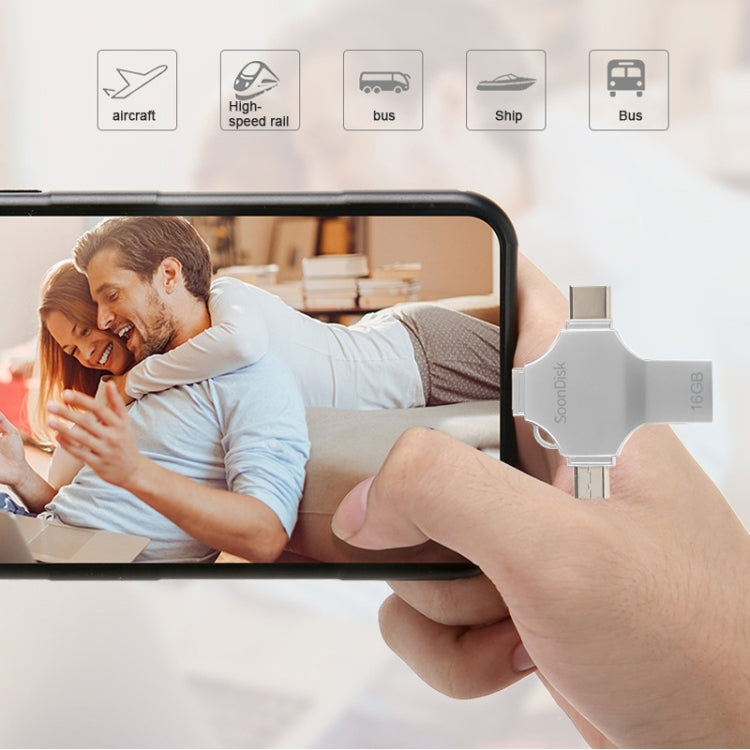 4 in 1 16GB USB 3.0 + 8 Pin + Mirco USB + USB-C / Type-C Dual-use Flash Drive with OTG Function by buy2fix