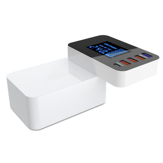 CDA33Q 40W QC 3.0 USB + 3 USB Ports + USB-C / Type-C Ports Multi-function Charger with LED Display, US Plug by buy2fix