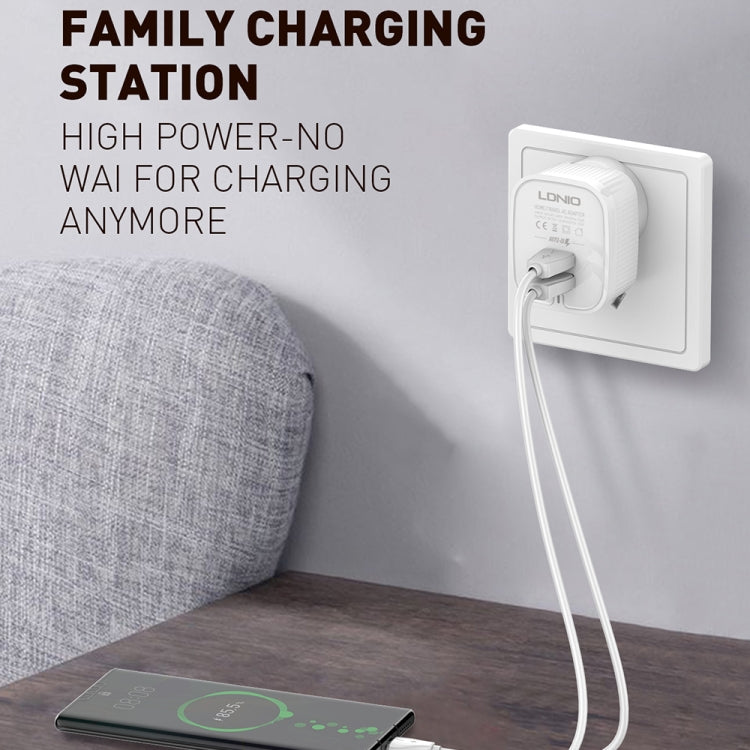 LDNIO A201 2.4A Dual USB Charging Head Travel Direct Charge Mobile Phone Adapter Charger With Micro USB Data Cable(EU Plug) by LDNIO