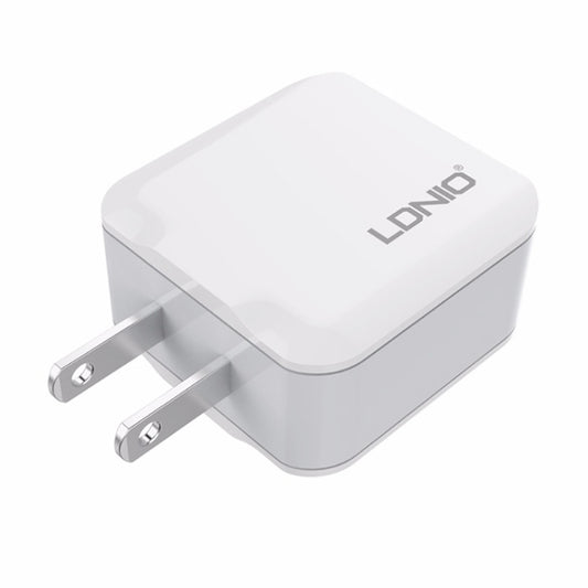 LDNIO A2201 2.4A Dual USB Charging Head Travel Direct Charge Mobile Phone Adapter Charger With Type-C Data Cable (US Plug) by LDNIO