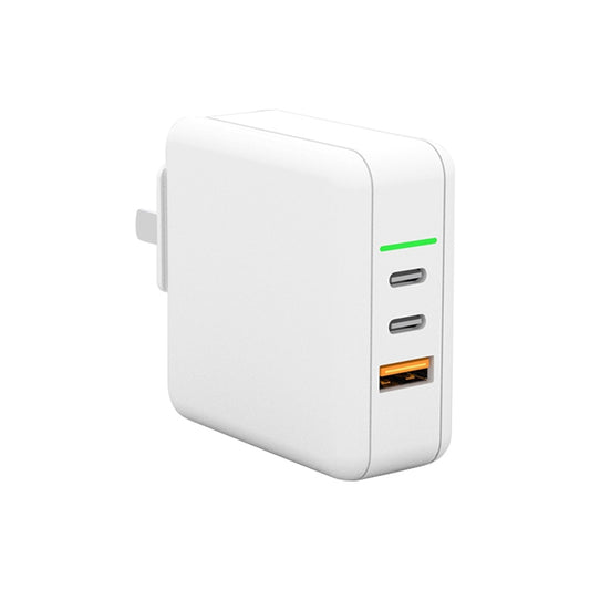 65W USB Ports x 1 + Type-C Port x 2 GaN Portable Mini Fast Charger Travel Charger with UK & US & EU Plug Set (White) by buy2fix