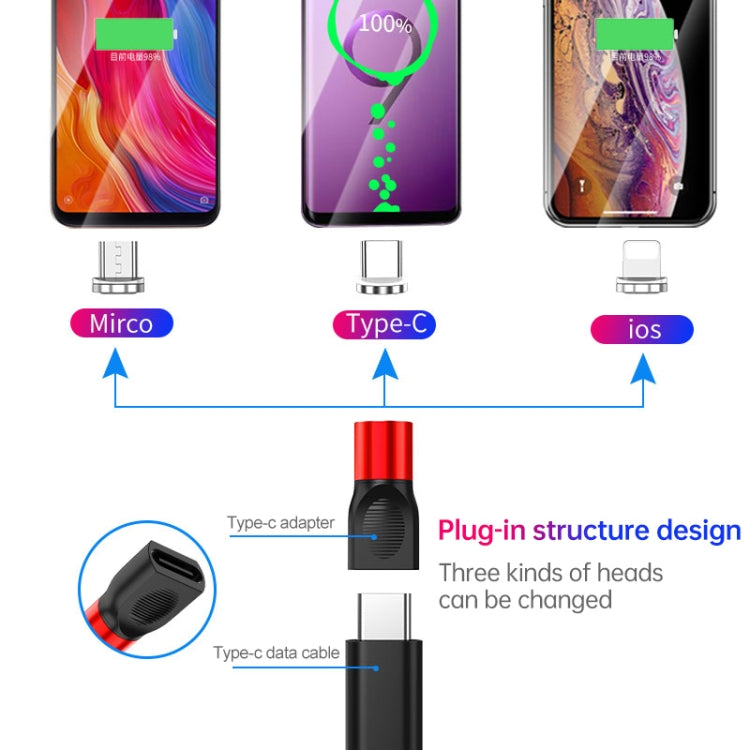 4 in 1 3A 8 Pin & USB-C / Type-C & Micro USB Zinc Alloy Magnetic Charging Head + USB-C / Type-C Magnetic Charging Adapter Set (Red) by buy2fix