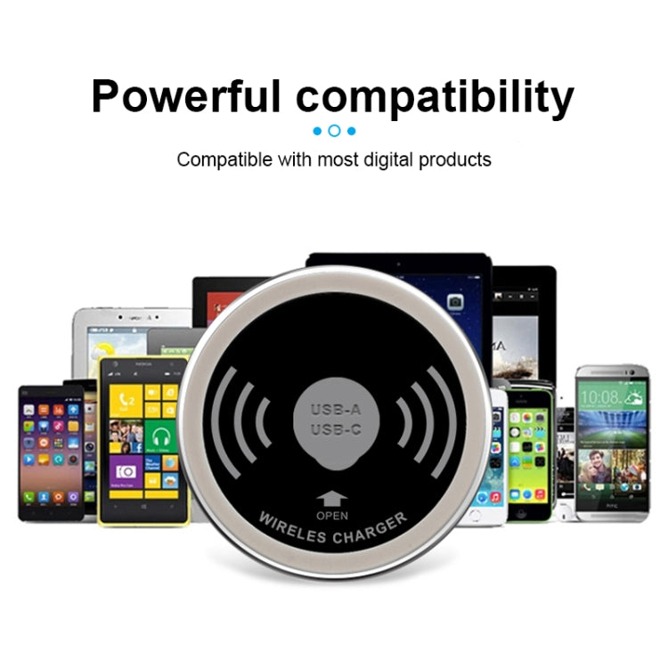 KP-ZMC Embedded Desktop Wireless Charger with PD+USB Interface Cable Length: 1.2m by buy2fix