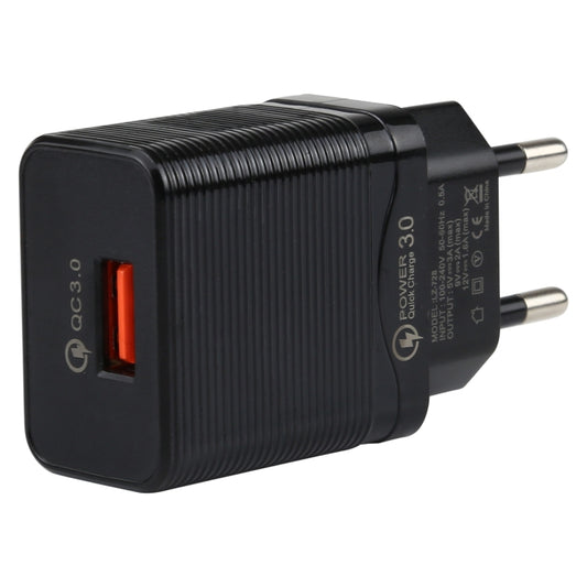 LZ-728 2 in 1 18W QC 3.0 USB Interface Travel Charger + USB to 8 Pin Data Cable Set, EU Plug, Cable Length: 1m(Black) by buy2fix