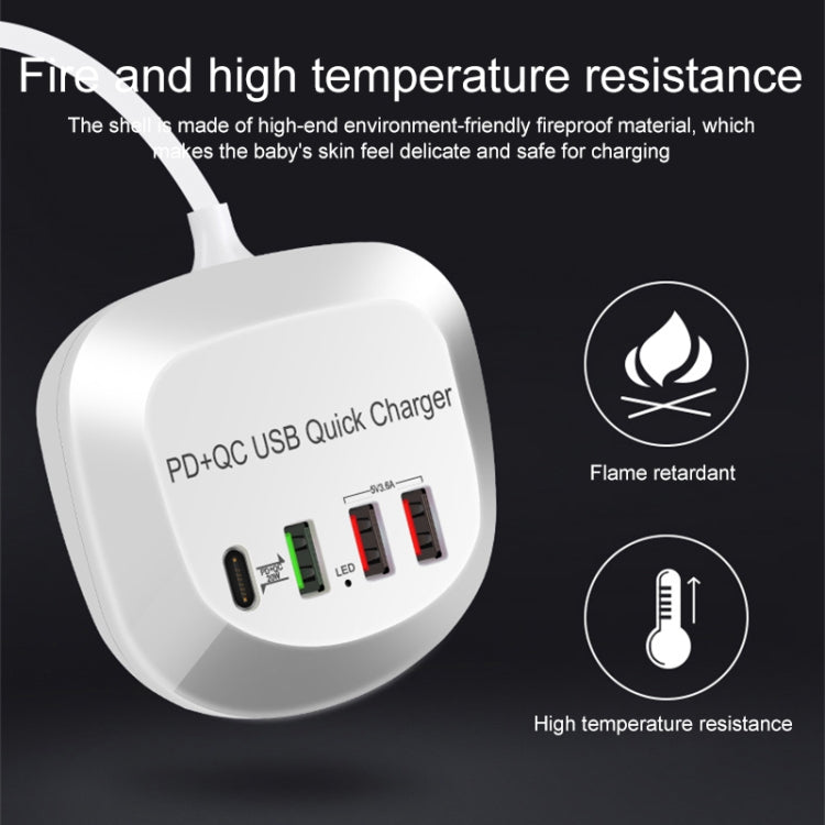 WLX-T3P 4 In 1 PD + QC Multi-function Smart Fast Charging USB Charger(EU Plug) by buy2fix