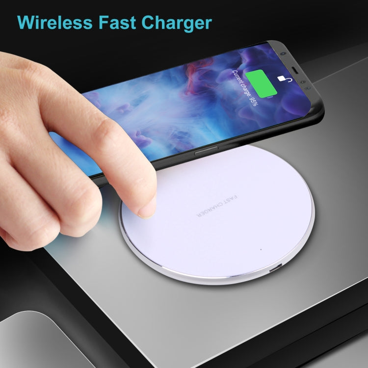 10W QI Plaid Pattern Round Metal Wireless Charger (White) by buy2fix