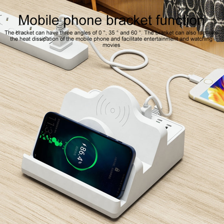 F6 Multifunctional Dual Wireless Charger with Phone Holder & Current Display, US Plug by buy2fix