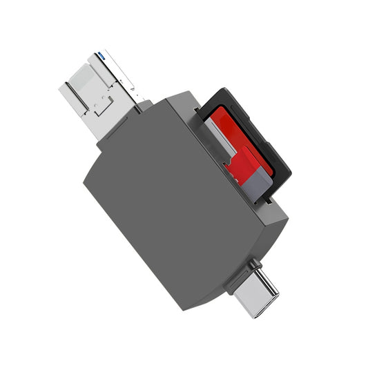 3 in 1 USB-C / Type-C to USB + 8 Pin OTG Adapter TF / SD Card Card Reader (Tarnish) by buy2fix