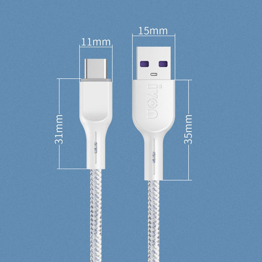 IVON CA85 Type-C / USB-C Super Fast Charging Data Cable, Length: 1m (White) by IVON