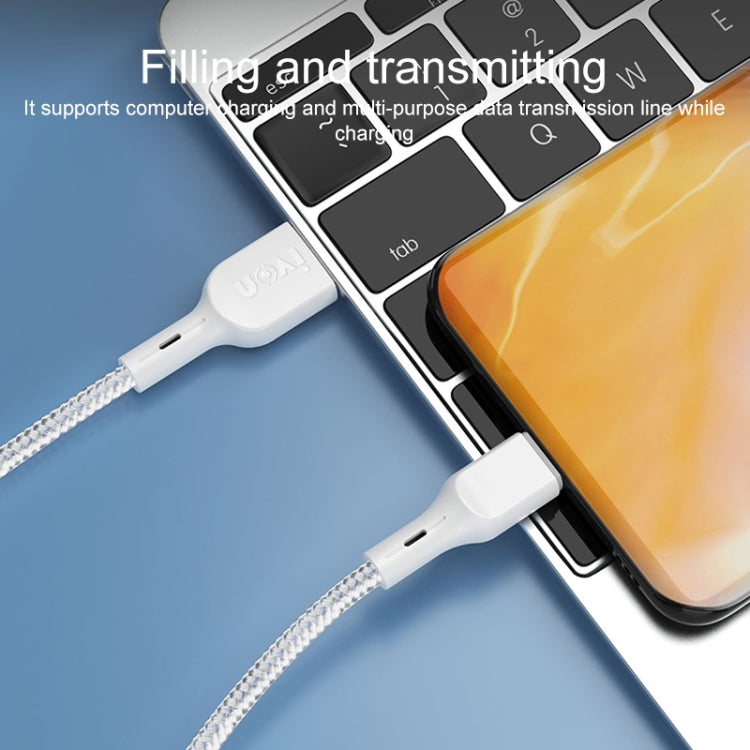 IVON CA85 Type-C / USB-C Super Fast Charging Data Cable, Length: 1m (White) by IVON