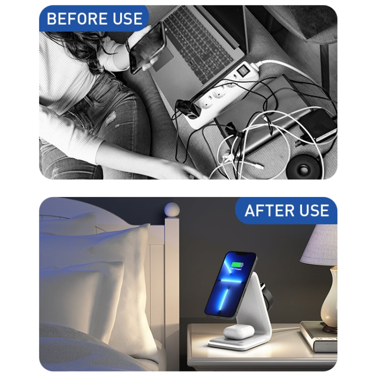 B17 3 in 1 Magnetic Wireless Vertical Charger (White) by buy2fix