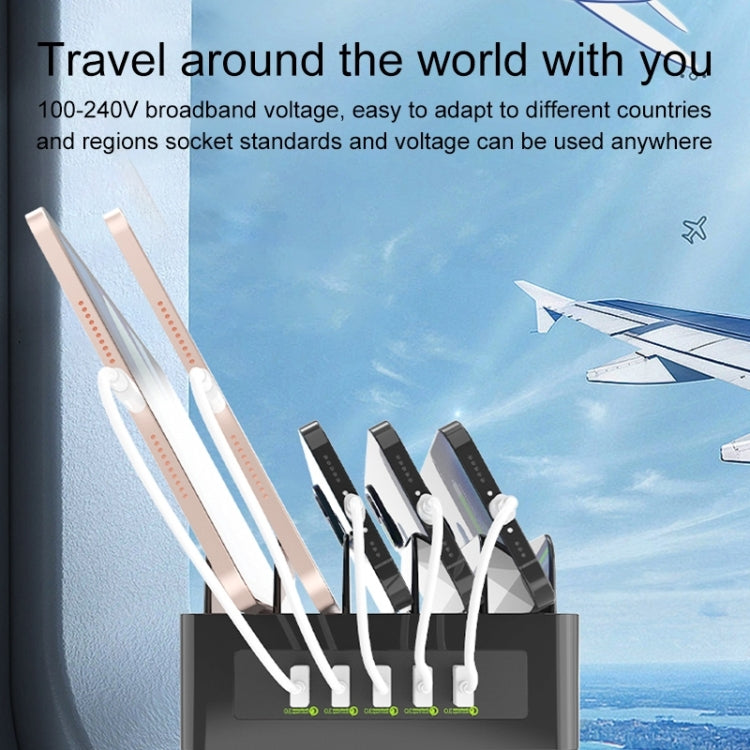 YFY-A54 100W USB + Type-C 5-Ports Smart Charging Station with Phone & Tablet Stand, EU Plug by buy2fix