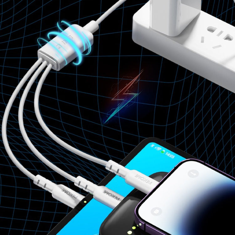 WEKOME WDC-02 Tidal Energy Series 3A USB to 8 Pin+Type-C+Micro USB 3 in 1 PVC Data Cable, Length: 1.2m (Black) by WK