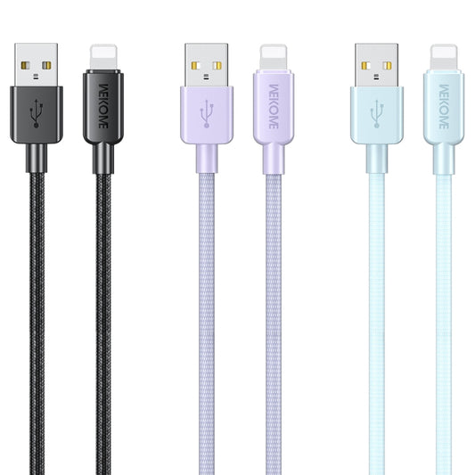 WEKOME WDC-03 Tidal Energy Series 2.4A USB to 8 Pin Braided Data Cable, Length: 1m (Black) by WK