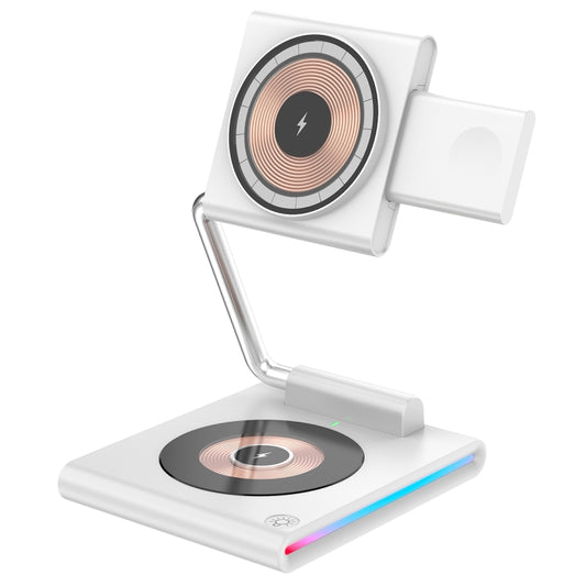 KTM8 15W 3 in 1 Portable Folding Magnetic Wireless Charger (White) by buy2fix