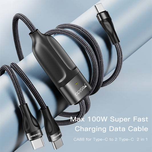 Yesido CA88 2 in 1 USB-C / Type-C to USB-C / Type-C Fast Charging Cable, Length: 1.2m by Yesido