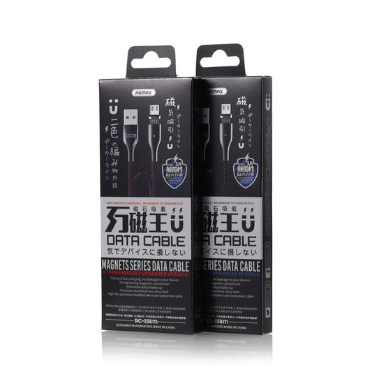 REMAX RC-158m 3A USB to Micro USB Interface Charging + Transmission Magnetic Attraction Polyester Two-color Braided Data Cable, Cable Length: 1m (Black) by REMAX