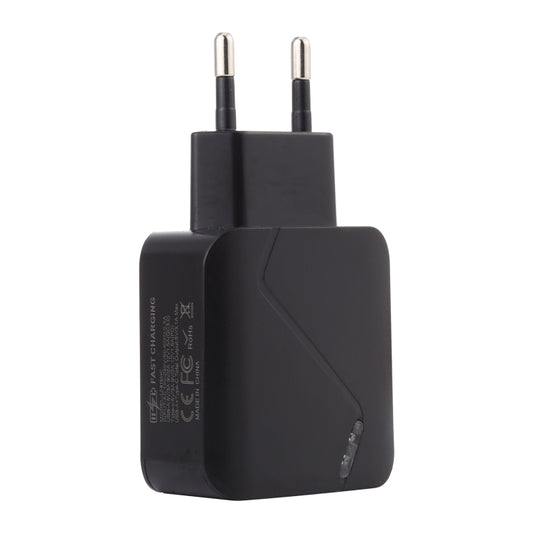 LZ-819A+C QC3.0 USB + PD 18W USB-C / Type-C Interfaces Travel Charger with Indicator Light, EU Plug (Black) by buy2fix