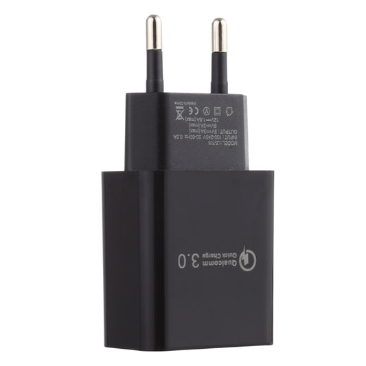 LZ-706 QC3.0 Single USB Port Travel Charger, EU Plug (Black) by buy2fix