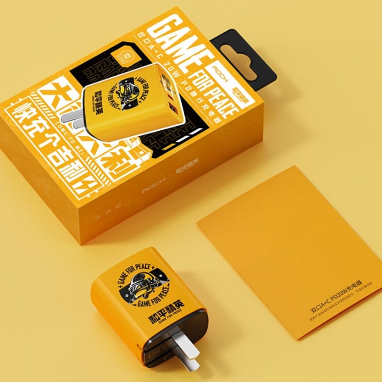 ROCK T42 PD 20W USB + TypeC / USB-C Dual Ports Fast Charging Travel Charger, CN Plug (Orange) by ROCK