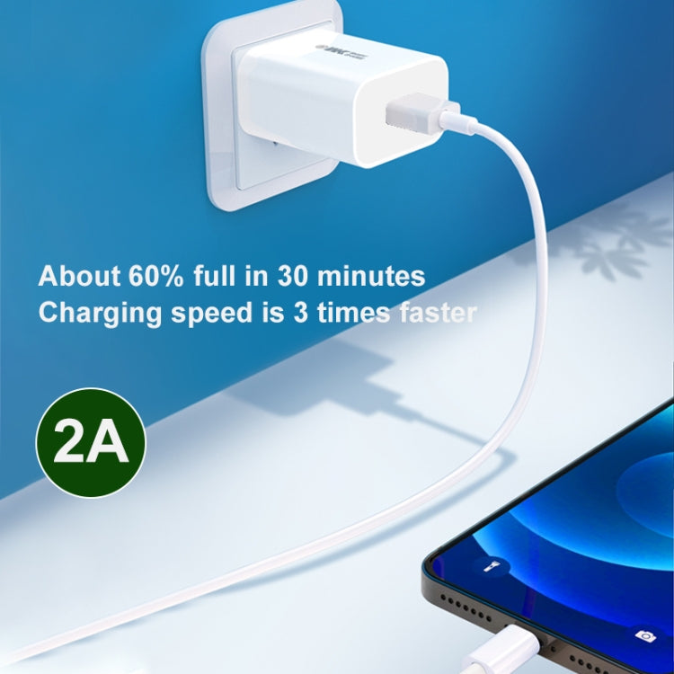 WK WP-U69a 2.0A Speed Mini USB Charger + USB to Type-C / USB-C Data Cable, Plug Type: US Plug by WK