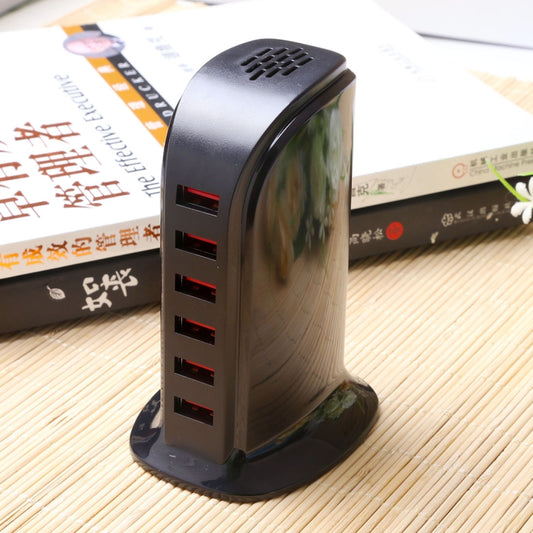 853L 30W 6 Ports USB Fast Charging Dock Smart Charger AC100-240V (Black) by buy2fix