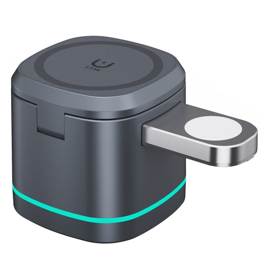 H32 15W 3 in 1 Magnetic Multifunctional Wireless Charger (Grey) by buy2fix