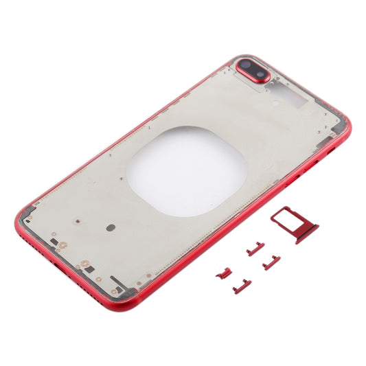 Transparent Back Cover with Camera Lens & SIM Card Tray & Side Keys for iPhone 8 Plus (Red) by buy2fix