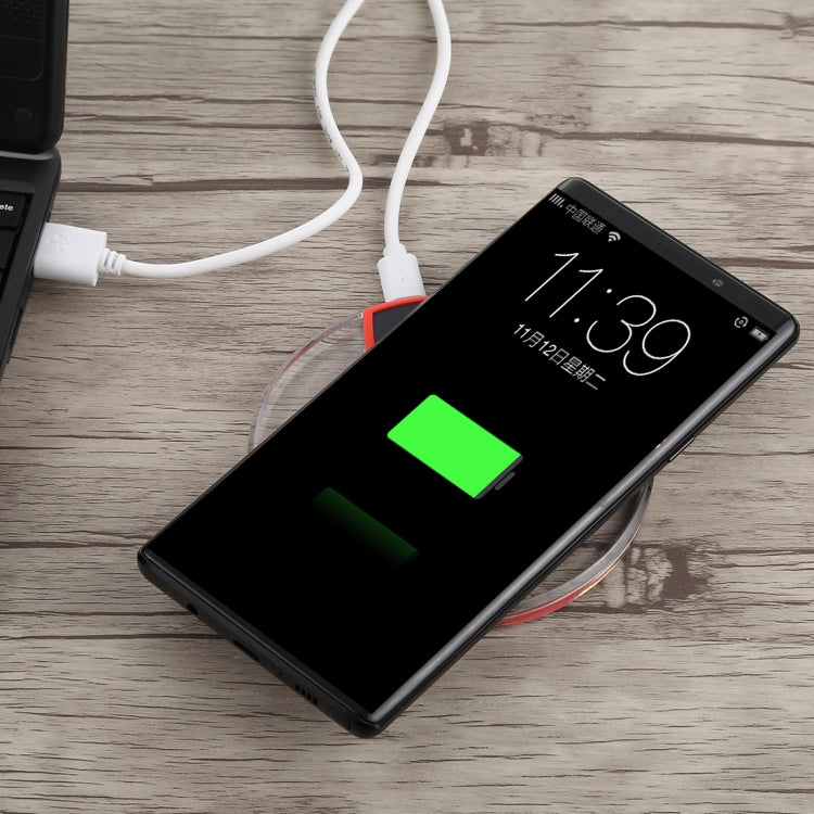 FANTASY 5V 1A Output Qi Standard Ultra-thin Wireless Charger with Charging Indicator, Support QI Standard Phones(Black) by buy2fix