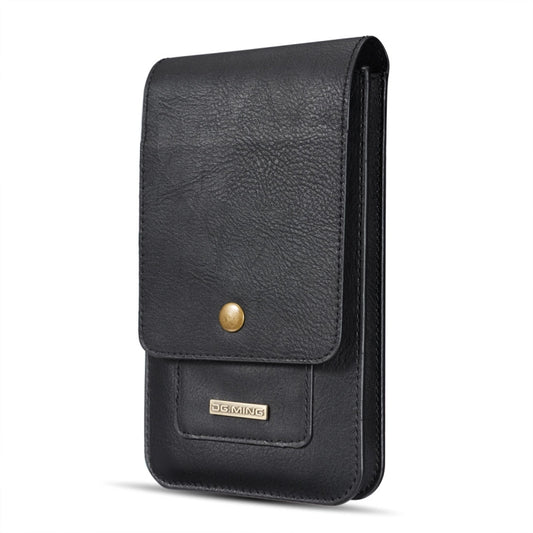 DG.MING Universal Cowskin Leather Protective Case Bag Waist Bag with Card Slots & Hook, For iPhone, Samsung, Sony, Huawei, Meizu, Lenovo, ASUS, Oneplus, Xiaomi, Cubot, Ulefone, Letv, DOOGEE, Vkworld, and other Smartphones Below 6.5 inch(Black) by DG.MING