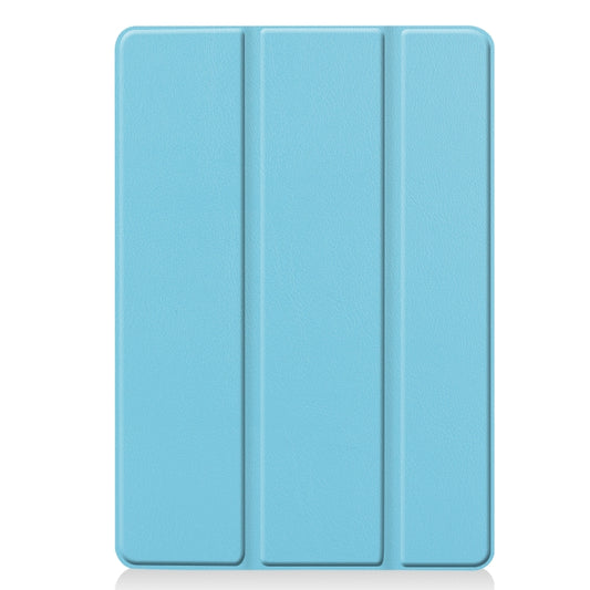 For iPad 10.2 Custer Texture Horizontal Flip Smart PU Leather Case with Sleep / Wake-up Function & Three-folding Holder (Sky Blue) by buy2fix