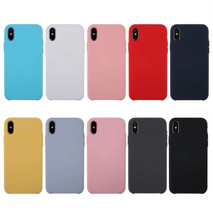 For iPhone X / XS Pure Color Liquid Silicone + PC Dropproof Protective Back Cover Case(Black) by buy2fix