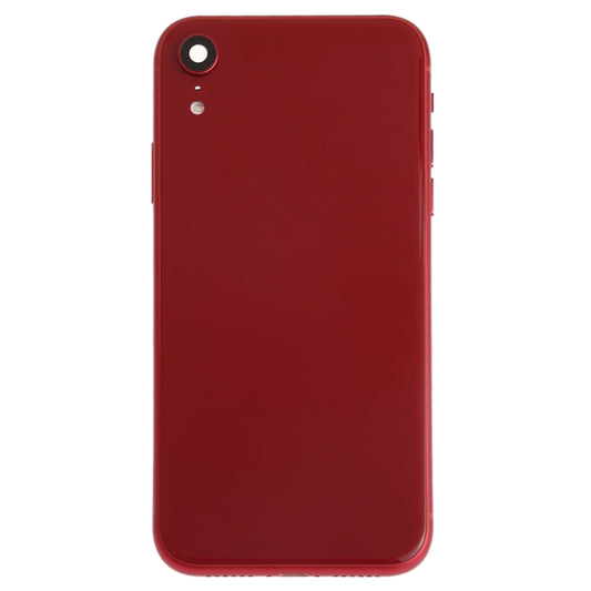 Battery Back Cover Assembly (with Side Keys & Speaker Ringer Buzzer & Motor & Camera Lens & Card Tray & Power Button + Volume Button + Charging Port + Signal Flex Cable & Wireless Charging Module) for iPhone XR(Red) by buy2fix