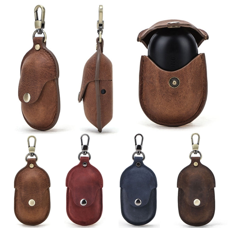 CF1109 For Galaxy Buds Crazy Horse Texture Clamshell Earphone Protective Leather Case with Hook (Sapphire Blue) by buy2fix