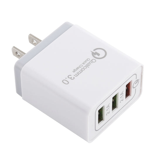 AR-QC-03 2.1A 3 USB Ports Quick Charger Travel Charger, US Plug (Grey) by buy2fix