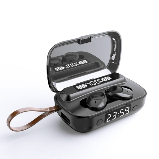A13 TWS CVC8.0 and DSP Dual Noise Cancelling Touch Bluetooth Earphone with Charging Box, Support LED Digital Display & Clock & Flashlight & HD Call & Siri & Power Bank(Black) by buy2fix