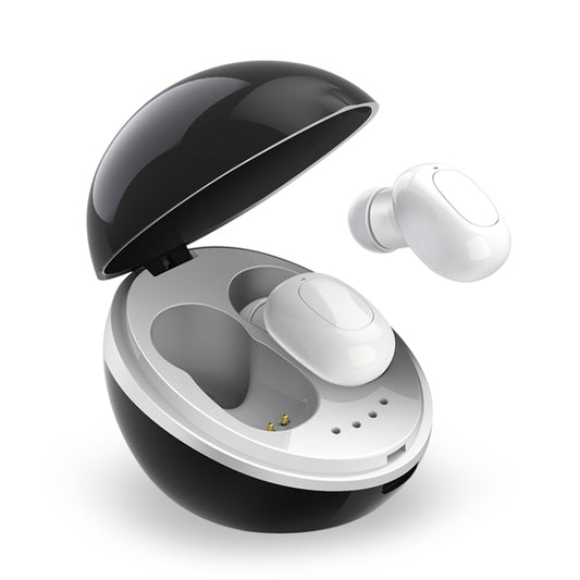 A10 TWS Space Capsule Shape Wireless Bluetooth Earphone with Magnetic Charging Box & Lanyard, Support HD Call & Automatic Pairing Bluetooth(Black White) by buy2fix